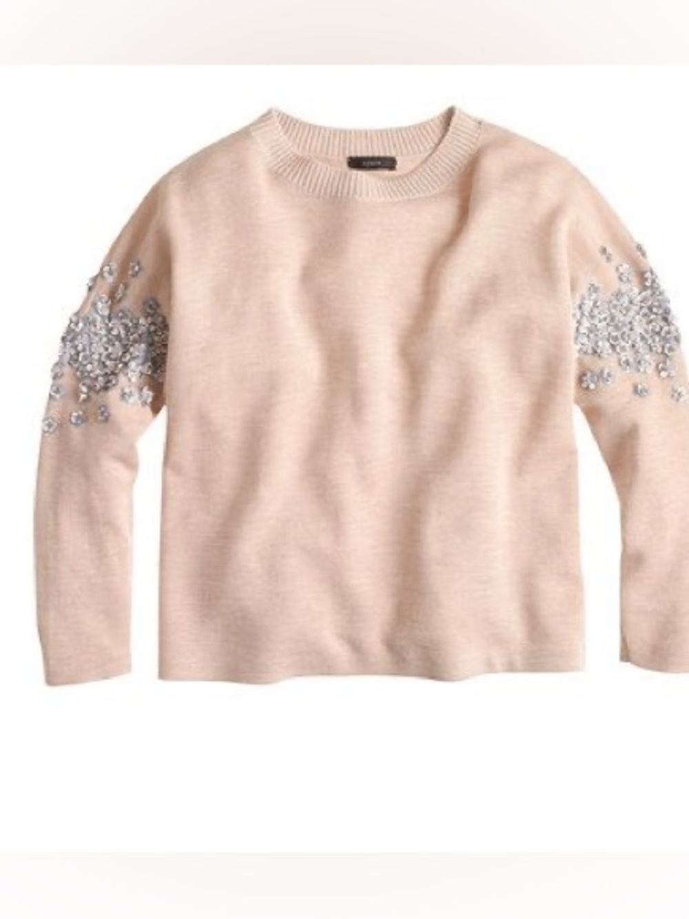 J.Crew Embellished Beaded Sleeve Crewneck Sweater